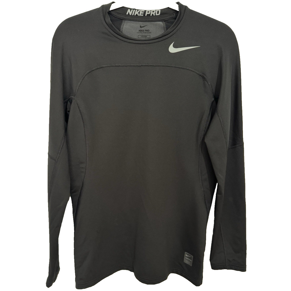 Nike Pro HYPERWARM Shirt Men's Sz S Black Fitted Athletic Long Sleeve Top
